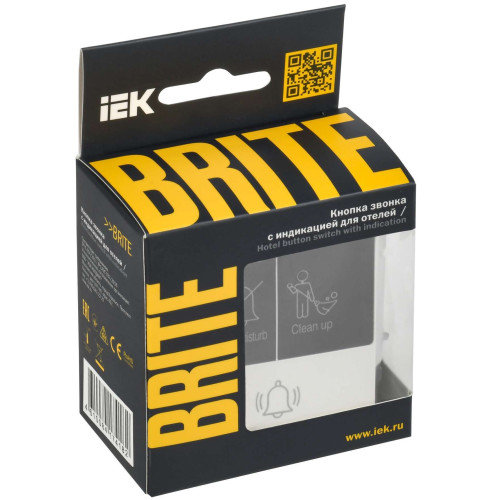 BRITE Кнопка звонка с индикацией для отелей 10А ВС10-1-9-БрБ белый IEK