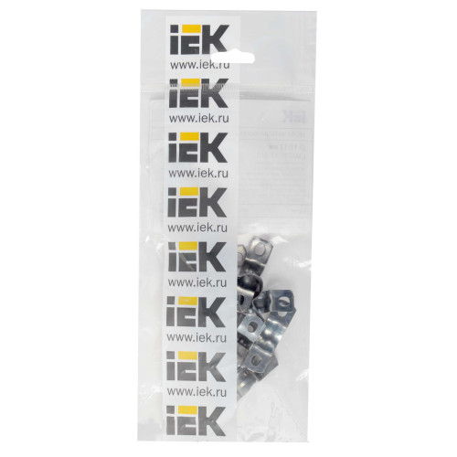 ELASTA Скоба металлическая двухлапковая d=12-13мм с крепежным отверстием 6х4 (10шт/упак) IEK
