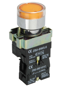 Кнопка управления LAY5-BW3561 с подсветкой желтый 1NO IEK