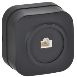GLORY Розетка для открытой установки компьютерная RJ45 кат.5E РК10-ХЧм черный матовый IEK