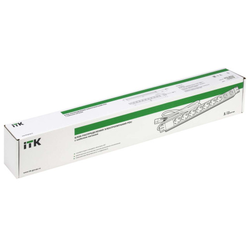 ITK PDU 7 розеток немецкий стандарт + 2 С13 1U кабель 2м вилка C14