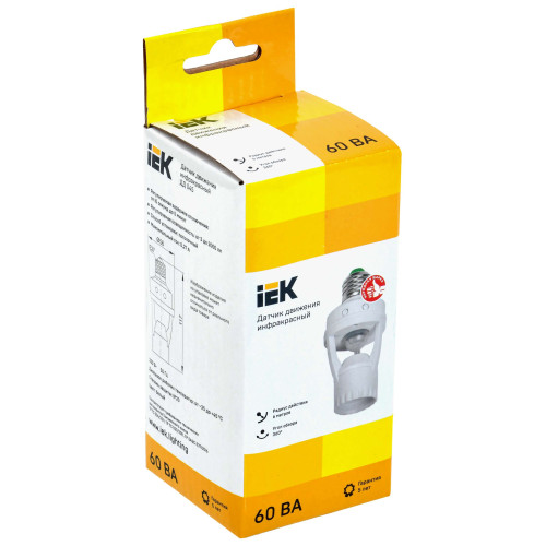Датчик движения ДД-045 E27 60Вт 360град 6м IP20 белый IEK