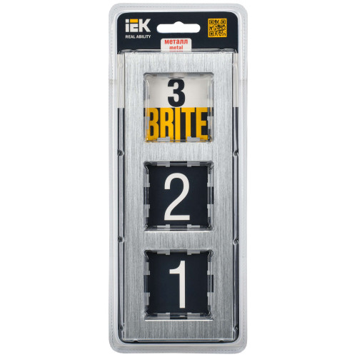 BRITE Рамка 3 -местная РУ-3-1-БрА металл алюминий IEK