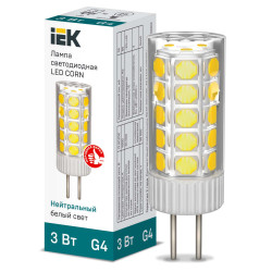 Лампа светодиодная CORN капсула 3Вт 12В 4000К керамика G4 IEK