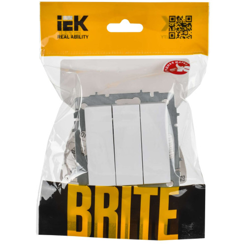 BRITE Выключатель 3-клавишный 10А ВС10-3-0-БрАБ арктический белый IEK