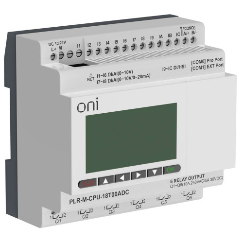 Микро ПЛК PLR-M. CPU DI12/DO06(T) 24В DC ONI