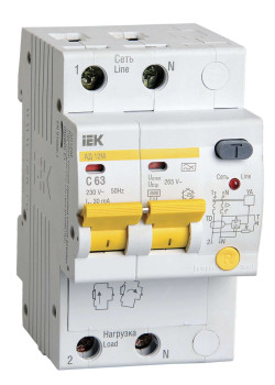 KARAT Дифференциальный автомат АД12M 2P C63 30мА тип A IEK