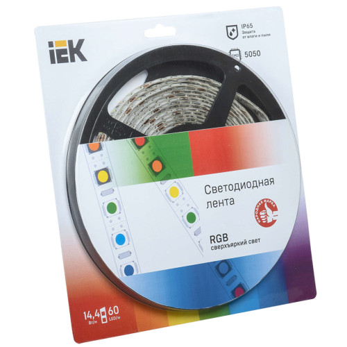 Лента светодиодная 5м блистер LSR-5050RGB60-14,4-IP65-12V IEK