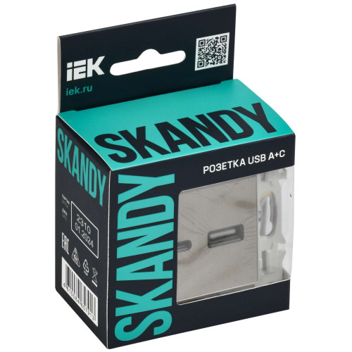 SKANDY Розетка USB A+C 3,1А SK-R14N металл никель IEK