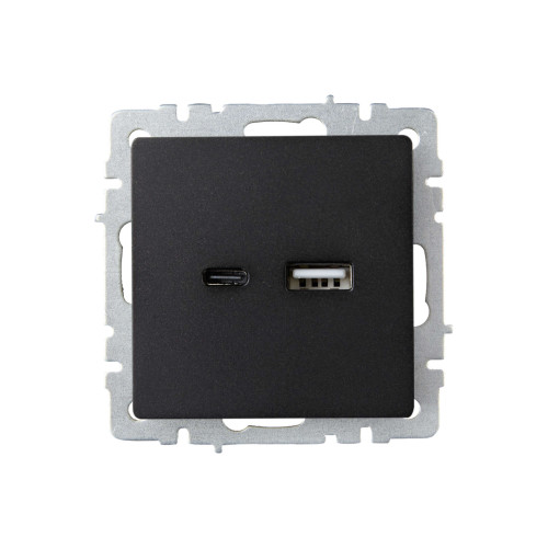 BRITE Розетка USB A+C 18Вт РЮ11-1-БрЧ черный IEK