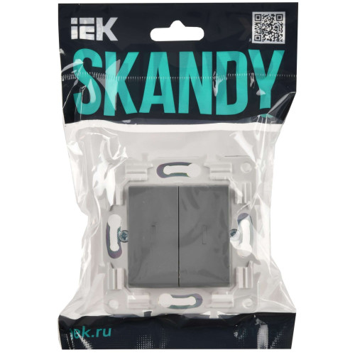 SKANDY Выключатель 2-клавишный с индикацией 10А SK-V09Gr серый IEK