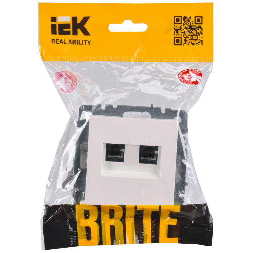 BRITE Розетка компьютерная двойная кат.5E RJ45 РК10-2-БрЖ жемчуг IEK