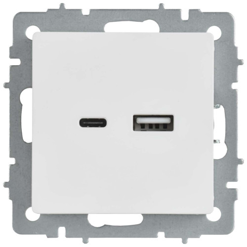 BRITE Розетка USB A+C 18Вт РЮ11-1-БрАБ арктический белый IEK