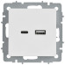 BRITE Розетка USB A+C 18Вт РЮ11-1-БрАБ арктический белый IEK