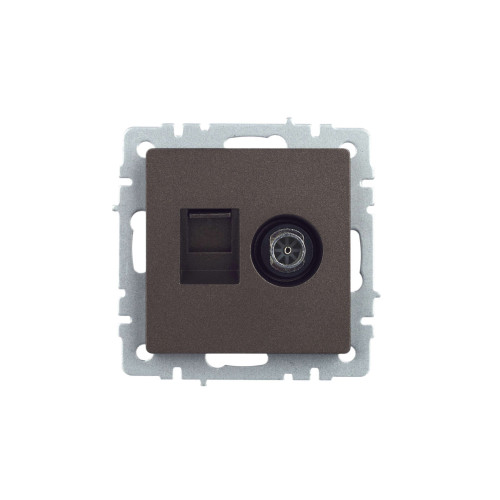 BRITE Розетка двойная TV+RJ45 кат.5E РТВ/РК12-БрТБ темная бронза IEK