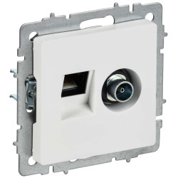BRITE Розетка двойная TV+RJ45 кат.5E РТВ/РК12-БрАБ арктический белый IEK