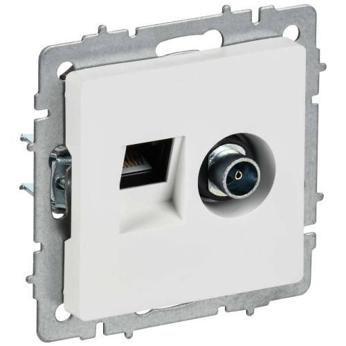 BRITE Розетка двойная TV+RJ45 кат.5E РТВ/РК12-БрАБ арктический белый IEK