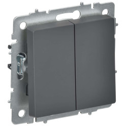 BRITE Выключатель 2-клавишный перекрестный 10А ВС10-2-3-БрГ графит IEK