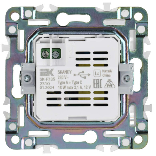 SKANDY Розетка USB A+C 18Вт SK-R13S серебряный IEK