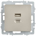 BRITE Розетка USB A+C 45Вт высокоскоростная зарядка РЮ11-2-БрШ шампань IEK