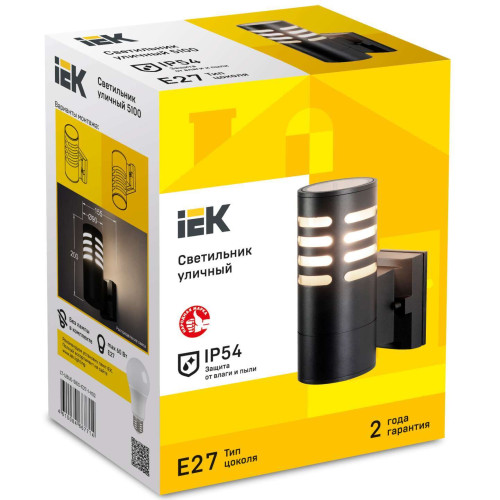 Светильник уличный 5100 настенный под лампу E27 IP54 черный IEK