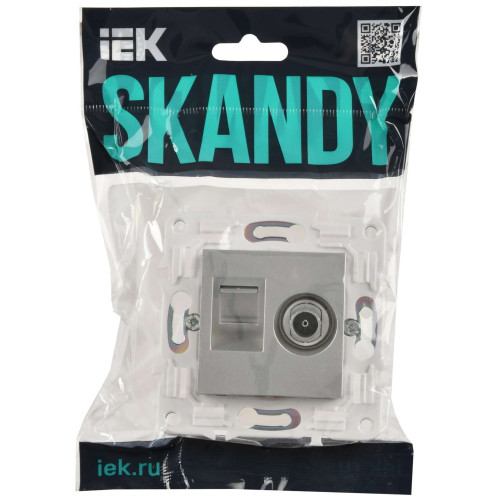 SKANDY Розетка компьютерная двойная RJ45 кат.6 SK-K04S серебряный IEK