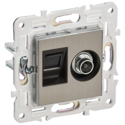 SKANDY Розетка двойная TV+RJ45 кат.5E SK-A14N металл никель IEK