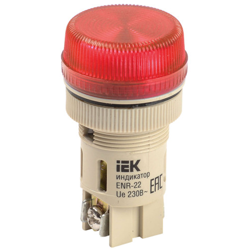 Лампа ENR-22 сигнальная d=22мм красный неон/240В цилиндр IEK