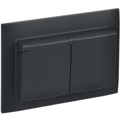 SKANDY Розетка 2-местная и крышкой 16А в сборе IP44 SK-R12G графит IEK