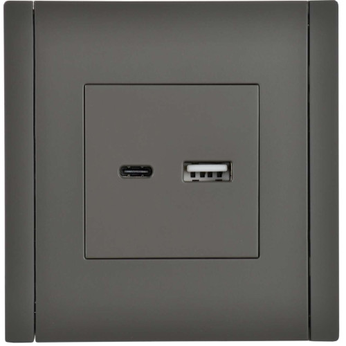 FORTE&PIANO Розетка USB A+C 18Вт FP351 серый IEK