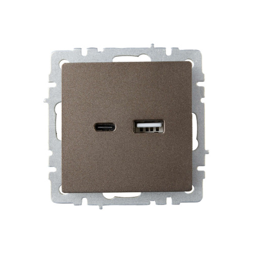 BRITE Розетка USB A+C 18Вт РЮ11-1-БрТБ темная бронза IEK