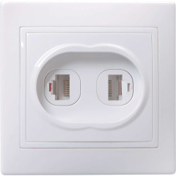 KVARTA Розетка 2-местная RJ11+RJ45 кат.5е РК/Т12-КБ белый IEK