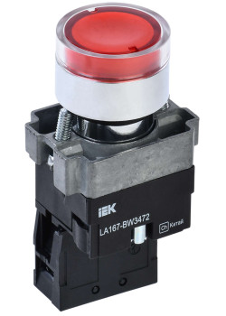Кнопка управления LA167-BW3472 d=22мм RC 1NC с подсветкой красная IEK
