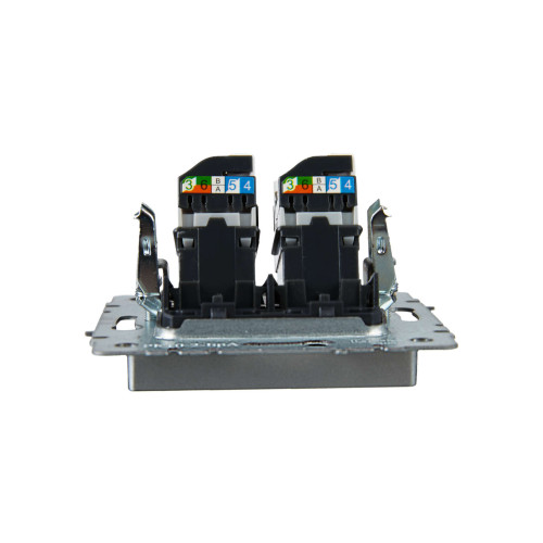 BRITE Розетка компьютерная двойная RJ45 кат.5E РК10-2-БрА алюминий IEK