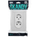 SKANDY Розетка 2-местная без заземления без защитных шторок для плоской вилки 10А SK-R03W стекло арктический белый IEK