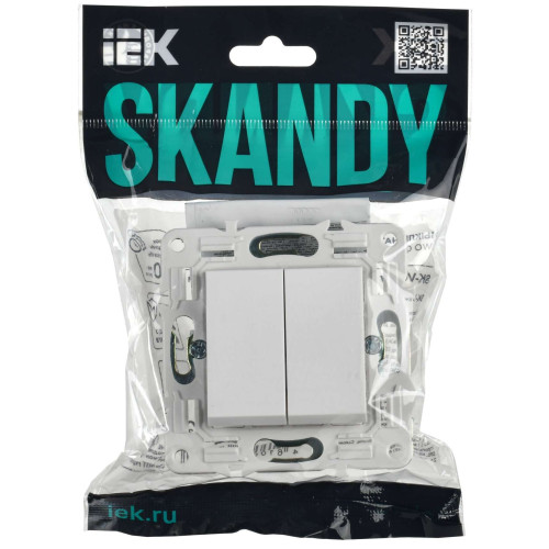 SKANDY Выключатель 2-клавишный проходной 10А SK-V05W арктический белый IEK