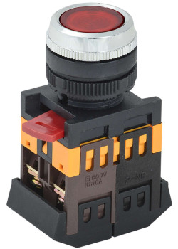Кнопка ABLFS-22 красный d=22мм неон/240В 1з+1р IEK