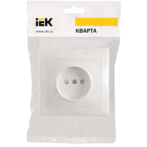 KVARTA Розетка 1-местная без заземления с защитными шторками 10А РСш10-2-КБ белый IEK
