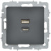 BRITE Розетка USB A+C 45Вт высокоскоростная зарядка РЮ11-2-БрГ графит IEK BRITE Розетка USB A+C 45Вт высокоскоростная зарядка РЮ11-2-БрГ графит IEK