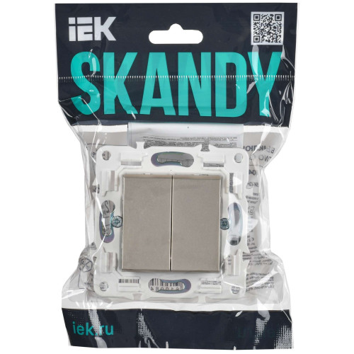 SKANDY Выключатель 2-клавишный проходной 10А SK-V05Sh шампань IEK