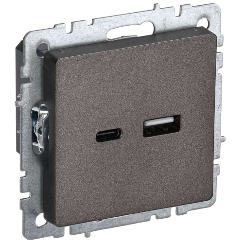 BRITE Розетка USB A+C 18Вт РЮ11-1-БрТБ темная бронза IEK