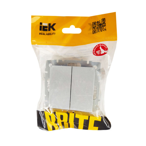 BRITE Выключатель жалюзи 10А ВС10-1-5-БрА алюминий IEK