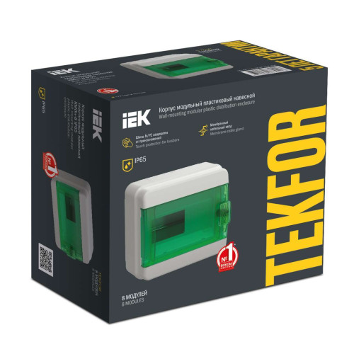 TEKFOR Корпус пластиковый КМПн-8 IP65 зеленая прозрачная дверь IEK