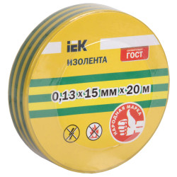 Изолента 0,13х15мм желто-зеленая 20м IEK