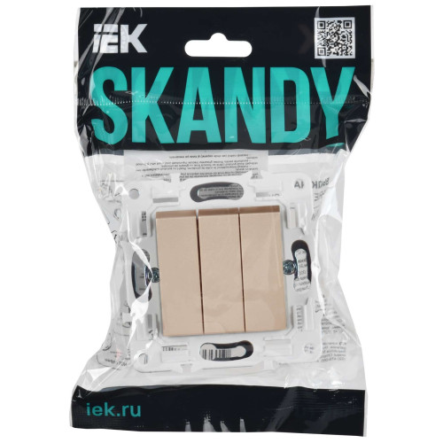 SKANDY Выключатель 3-клавишный 10А SK-V11Sa песочный IEK