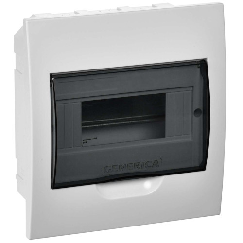 Корпус пластиковый ЩРВ-П-8 черная прозрачная дверь IP41 GENERICA