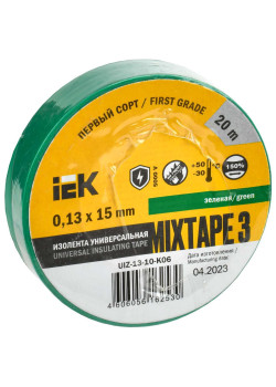 MIXTAPE 3 Изолента 0,13х15мм зеленая 20м IEK