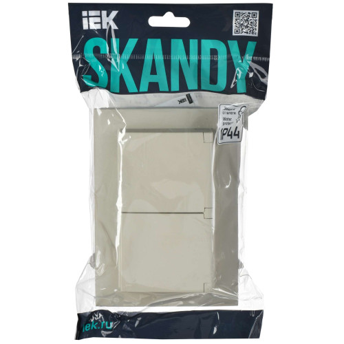 SKANDY Розетка 2-местная и крышкой 16А в сборе IP44 SK-R12B бежевый IEK