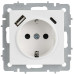BRITE Розетка 1-местная с заземлением с защитными шторками 16А с USB A+C 18Вт РЮш11-1-БрАБ арктический белый IEK