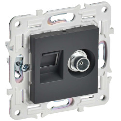 SKANDY Розетка двойная TV+RJ45 кат.5E SK-A14T титан IEK